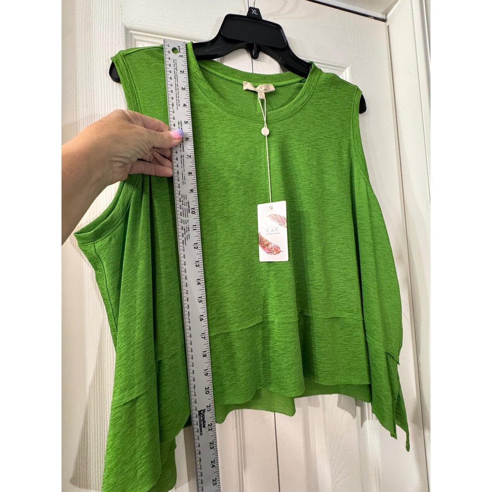 Chelsea & Violet Green Cold Shoulder Asymmetrical Slub Knit Top XL NEW - Picture 4 of 5
